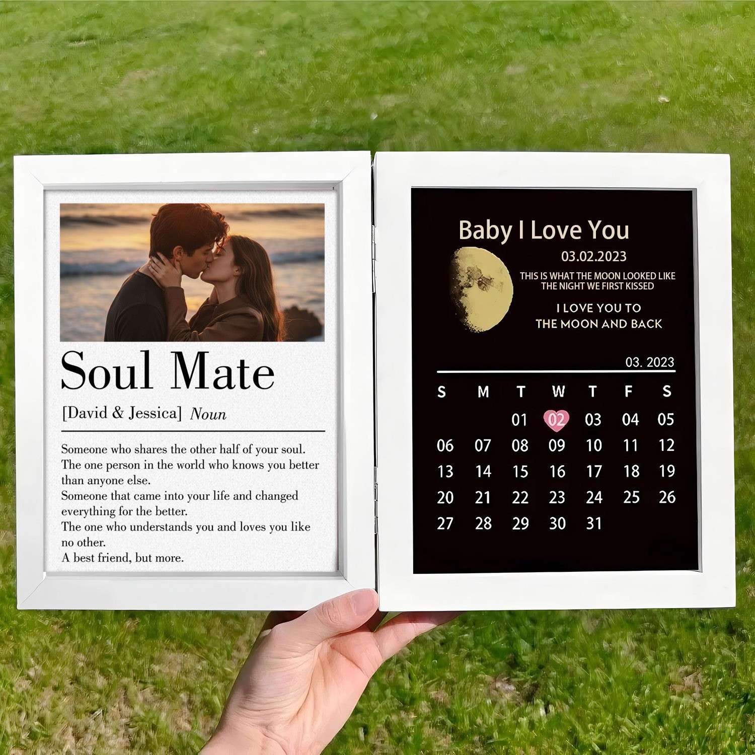 Custom Definition Frame with Real Moon Phase for Anniversary