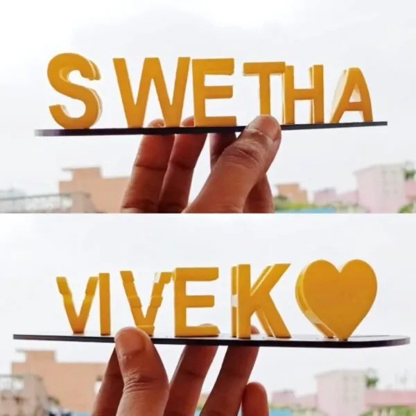 Glitter Double Name Fantasy Love 3D Printed Sweet Gift